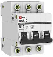 Выключатель автоматический EKF Basic ВА47-29 3п 10А B 4.5кА картинка